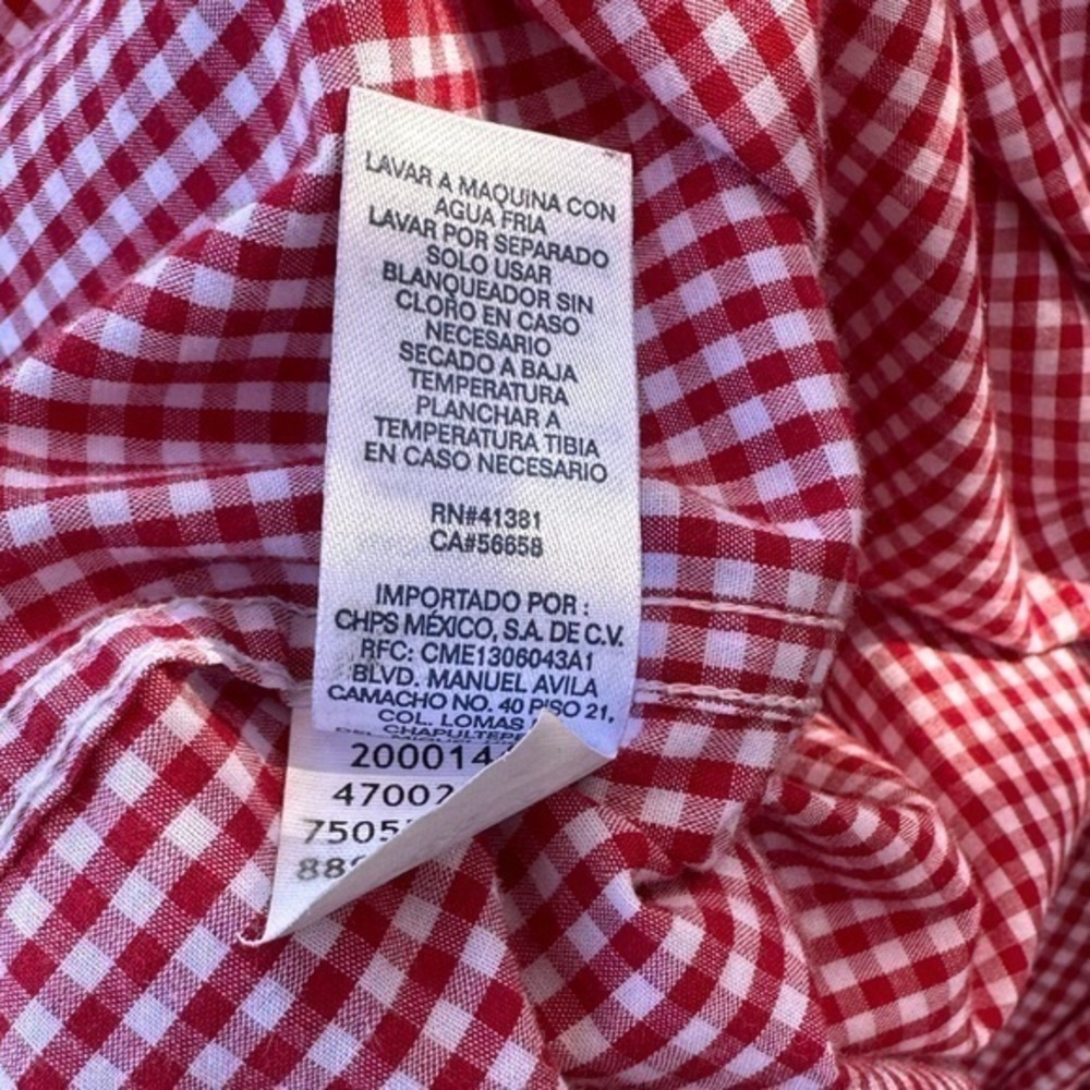 Chaps Men’s Button Down Long Sleeve Shirt (Red & White Gingham) - Picture 9 of 9